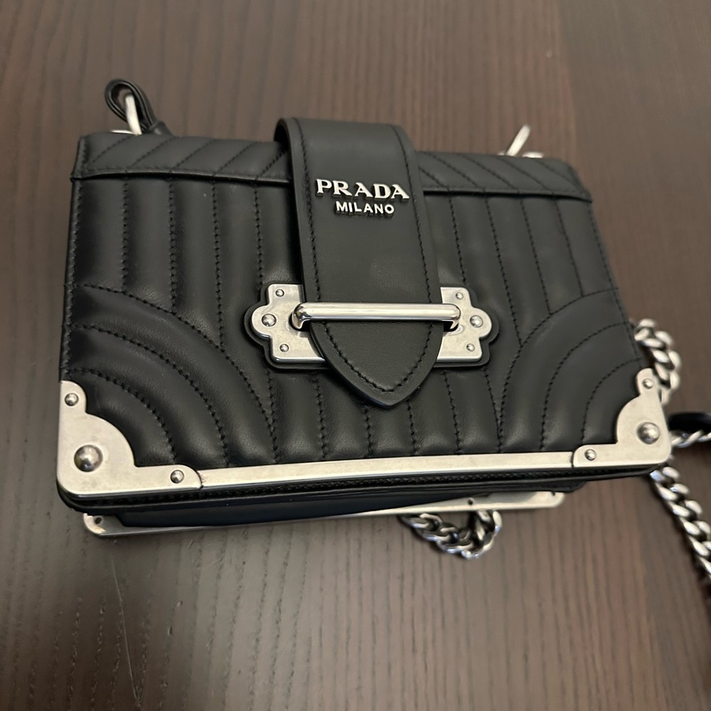 Prada - Black soft Calfskin Impunture Cahier crossbody bad - Picture 2 of 9